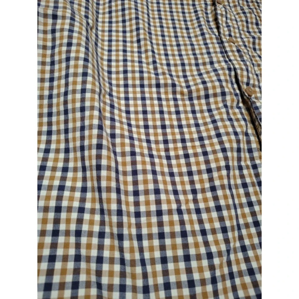 Blue Mountain‎ Shirt Men 2XL Brown Plaid Button Down Office Preppy Short Sleeve